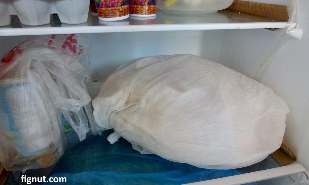 Place the bag at the bottom shelf of your refrigerator (fridge)